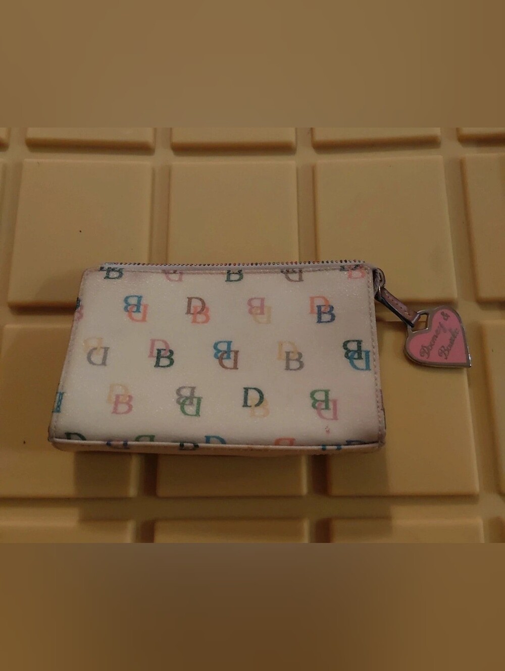 Vintage Dooney & Bourke Signature Zippered Coin Purse in Rainbow
